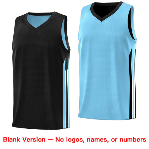 Custom made blue and black reversible basketball jersey