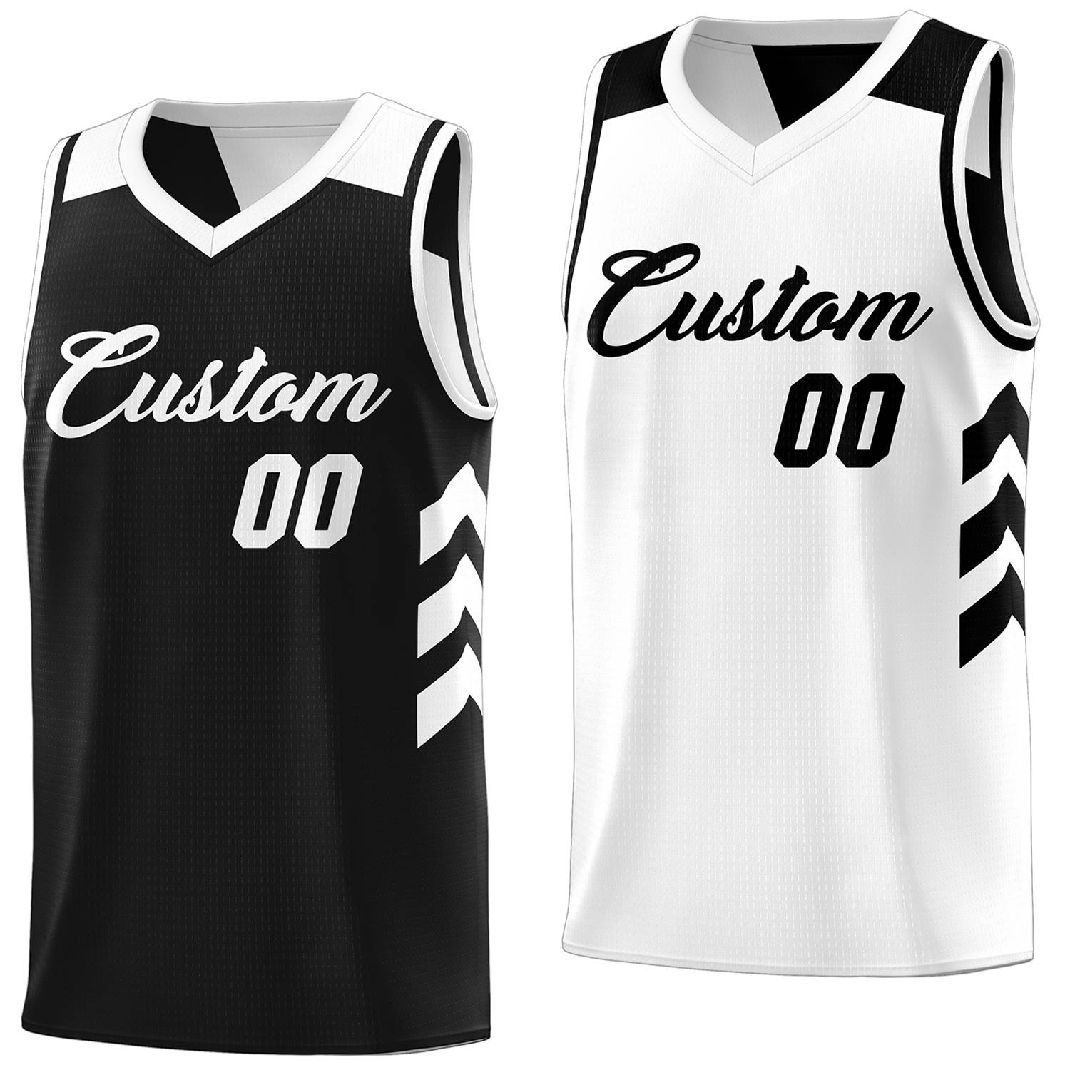 Custom black and white reversible basketball jersey