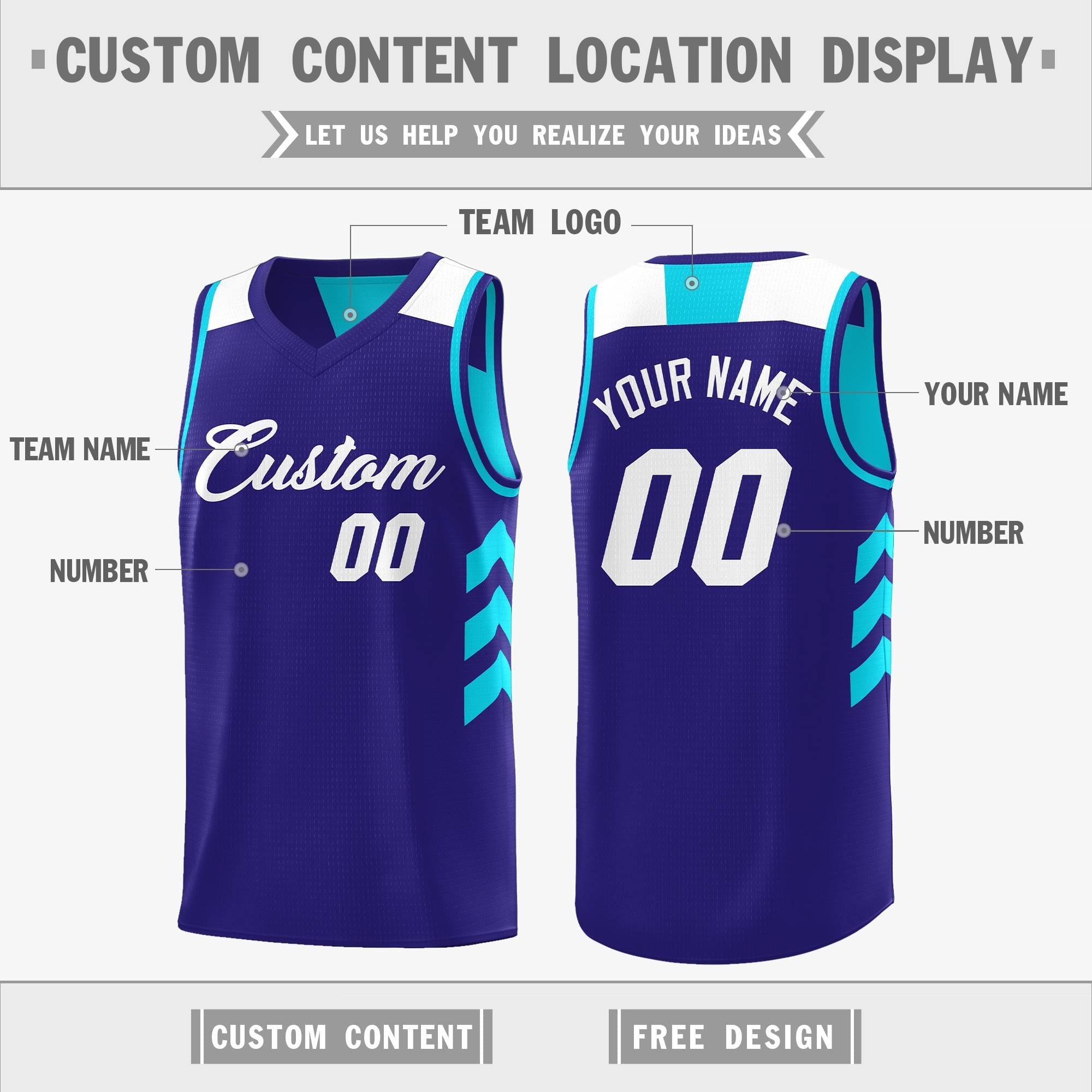 Custom Royal Blue Reversible Basketball Jersey