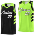 Custom black fluorescent green reversible basketball jersey