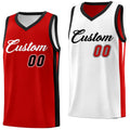 Custom red and white reversible basketball uniform