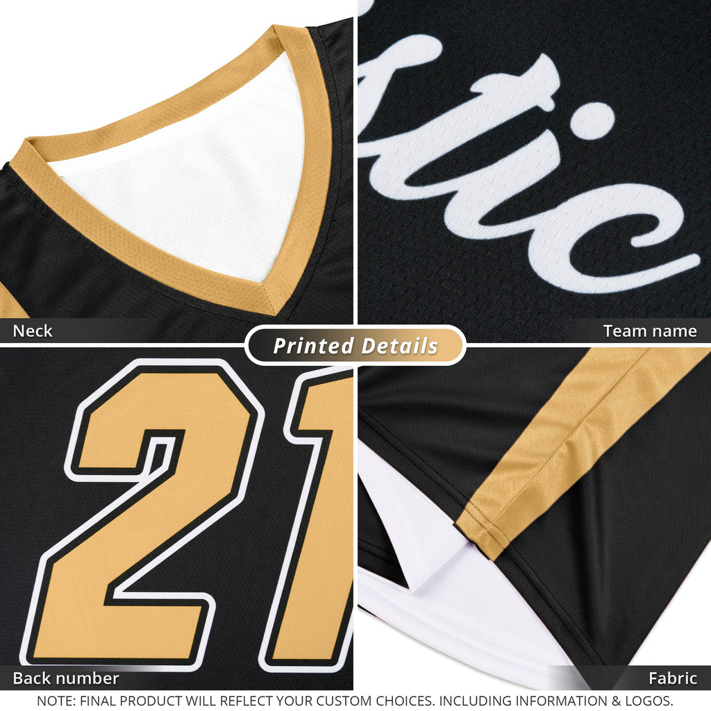 Custom Black and White V-Neck Reversible Basketball Jersey
