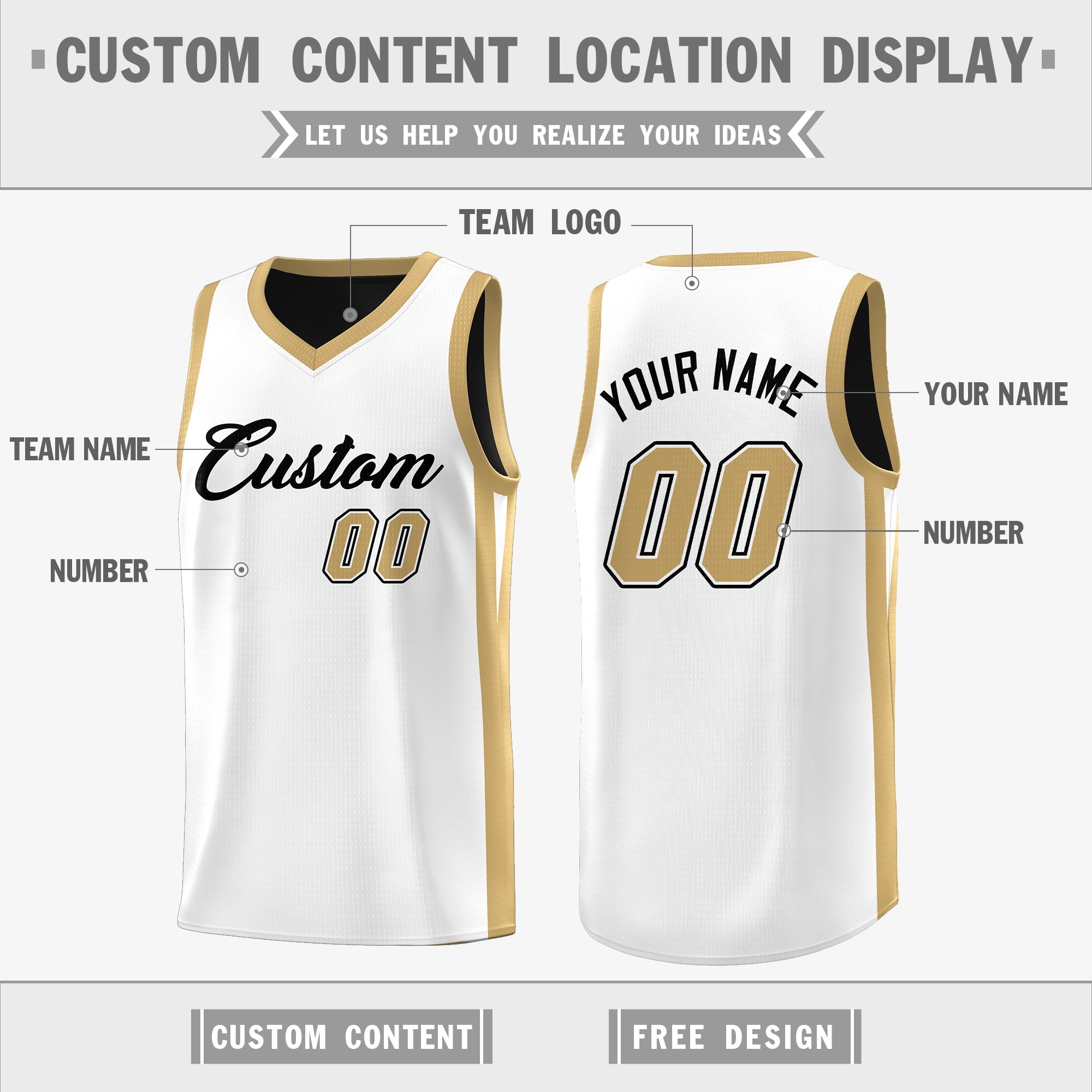 Custom Black and White V-Neck Reversible Basketball Jersey