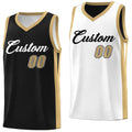 Custom Black and White V-Neck Reversible Basketball Jersey