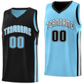Custom made blue and black reversible basketball jersey