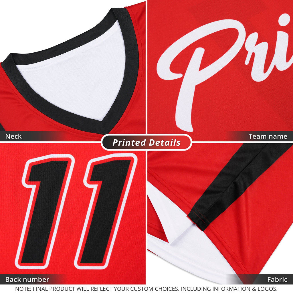 Custom red and white reversible basketball uniform