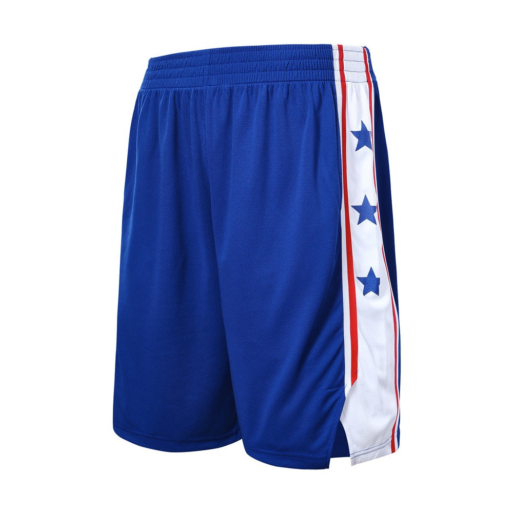 Men's Blue & White Mesh Basketball Shorts — Breathable Athletic Training Shorts