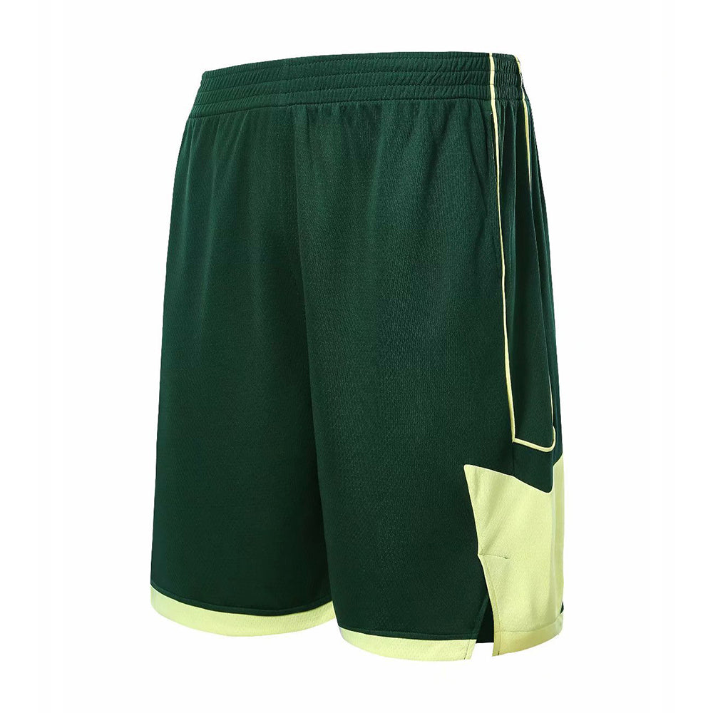 Men's Green & Black Mesh Basketball Shorts — Quick-Dry Training Shorts with Pockets