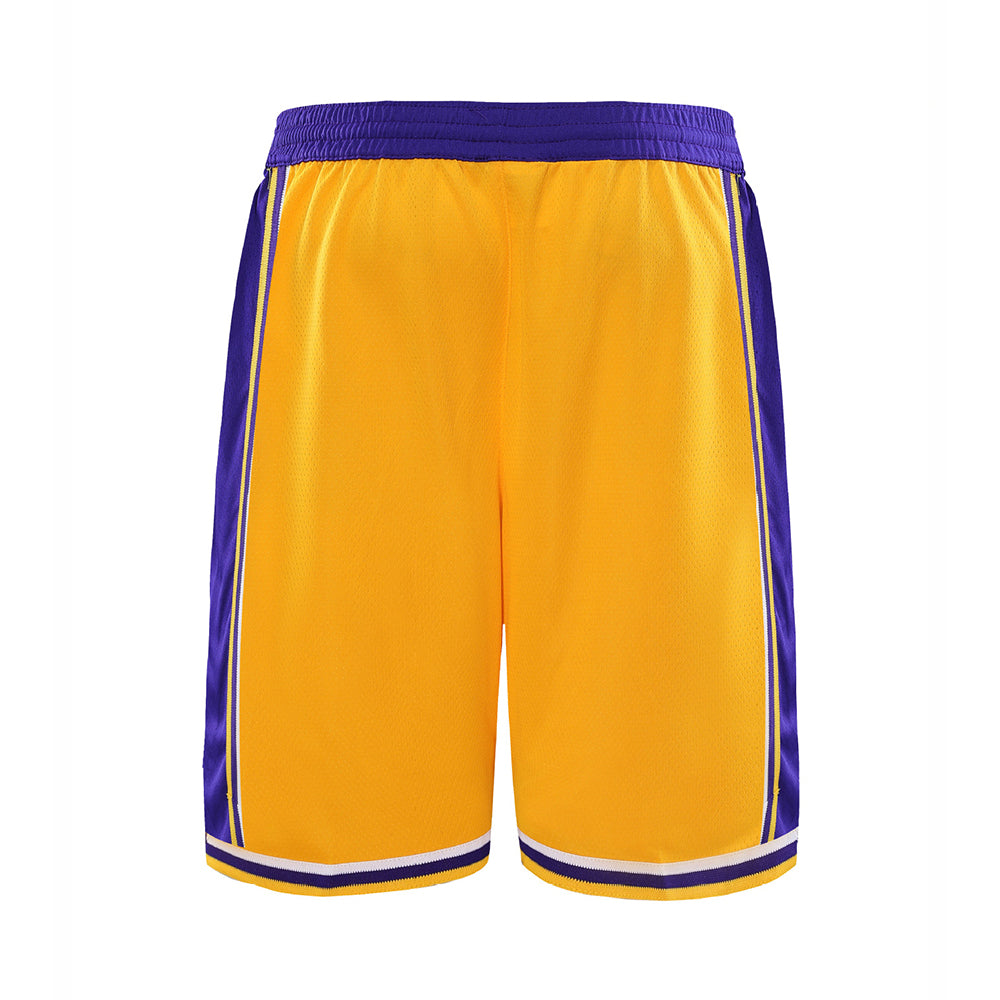 Men's Yellow & Purple Mesh Basketball Shorts — Athletic Training Shorts with Pockets